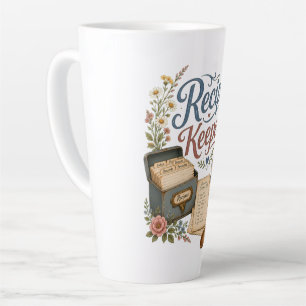 Tasse Latte Garde-recettes Floral Vintage Cottagecore