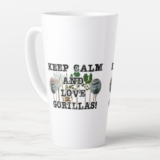 Tasse Latte "Gardez calme et aimez les gorilles (Angle gauche)