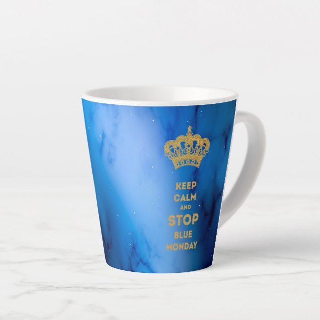 TASSE LATTE GARDEZ LE CALME ET ARRÊTEZ LE LUNDI BLEU (Angle droit)