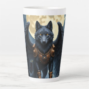 Tasse Latte Gardien de la Lune – Le Loup à l'Aile Noire
