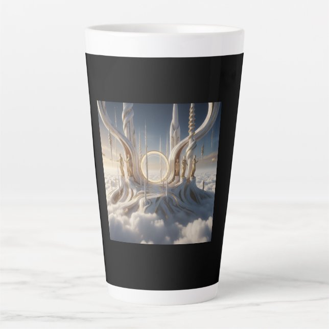 Tasse Latte Gardiens de portail céleste dans les nuages (Devant)