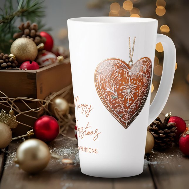 Tasse Latte Gâteau de Noël rustique décoré traditionnel (Créateur téléchargé)