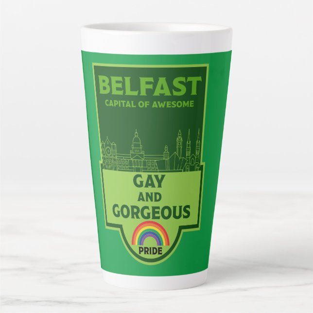 Tasse Latte Gay pride Belfast - Brighton Irlande LGBT - (Devant)