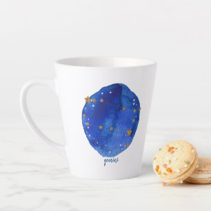 Tasse Latte Gemini Aquarelle Nuit Ciel Constellation Zodiac