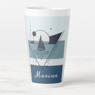 Tasse Latte Geometric Sailboat Modern Art Personalized