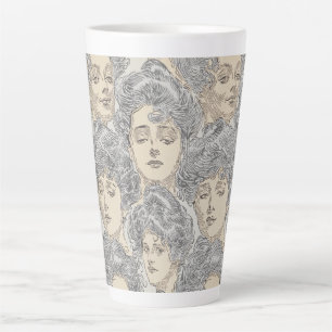 Tasse Latte Gibson filles victorienne femme gris pêche élégant