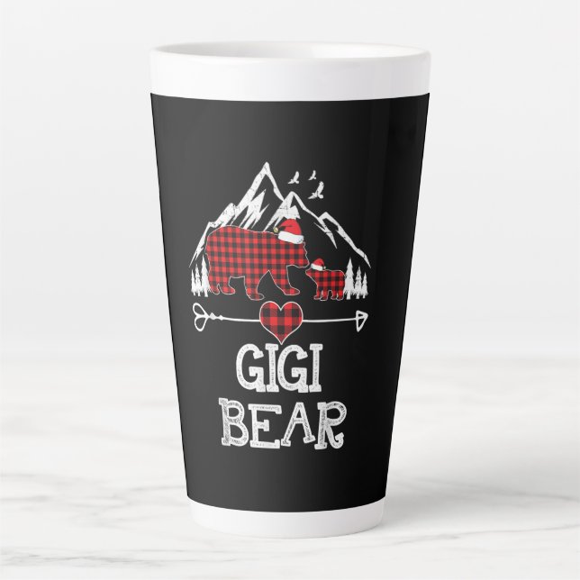 Tasse Latte Gigi Bear Pajama Red Plaid Buffalo (Devant)