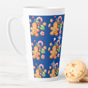 Tasse Latte Gingerbread Noël Menthe Bleue Nom Neige