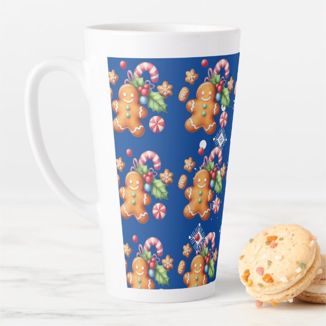 Tasse Latte Gingerbread Noël Menthe Bleue Nom Neige (En situation)