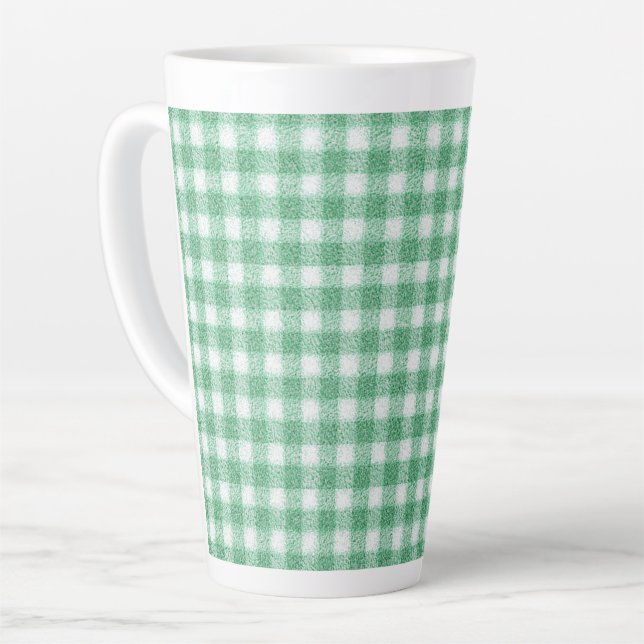 Tasse Latte Gingham vert menthe  (Angle gauche)