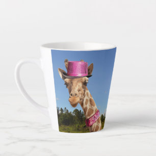 Tasse Latte Giraffe en casquette rose étincelant