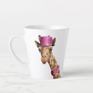 Tasse Latte Giraffe en casquette rose étincelant