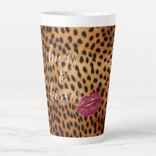 Tasse Latte Girl Glam Cheetah Leopard Hugs & Kisses Lips