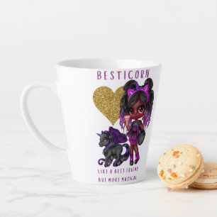 Tasse Latte Girls Friend Cadeau Black Unicorn Besticorn Magie