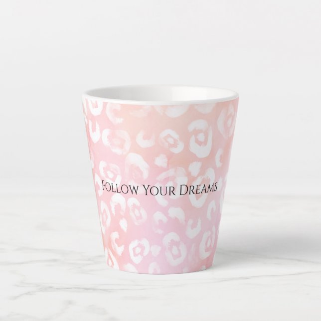 Tasse Latte Girly Blush Pink White Leopard Animal  (Devant)