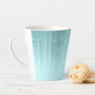 Tasse Latte Glam Mint Green Aqua Parties scintillant Gradient