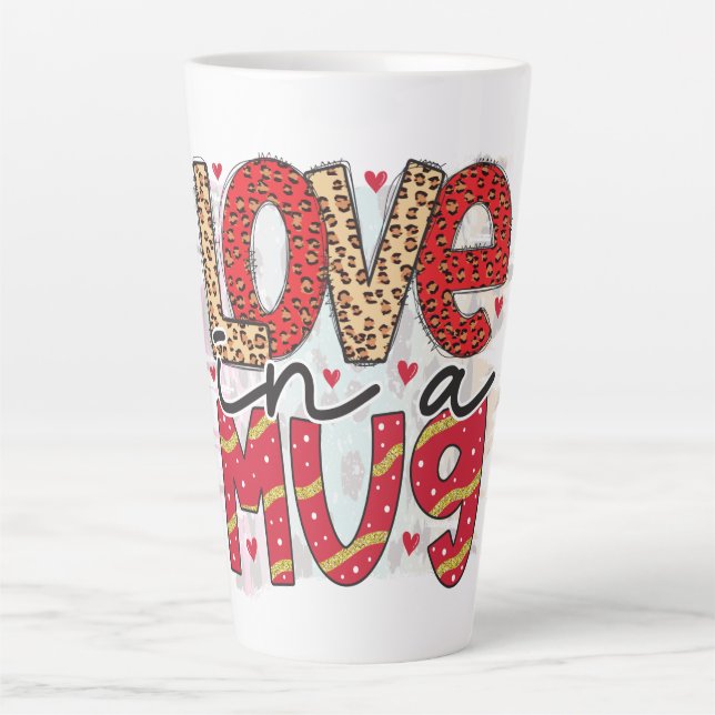 Tasse Latte Glam Parties scintillant Gold Red Luxe Love Valent (Devant)