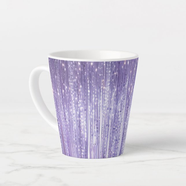 Tasse Latte Glam Purple Lavender Tinsel Stripes Noël (Angle gauche)