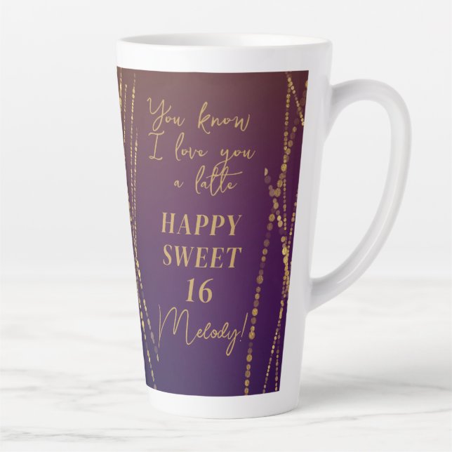 Tasse Latte Glam Sweet tendance 16 Anniversaire Aimez-vous A (Droite)