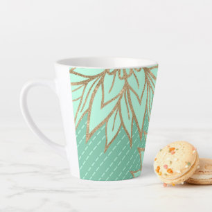 Tasse Latte Glamour Gold Turquoise Vert Parties scintillant Fl