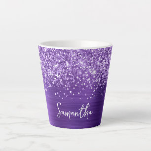 Tasse Latte Glittery Amethyst Purple Glam Nom du script