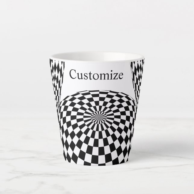 Tasse Latte Globe À damiers noir/blanc Thunder_Cove (Devant)