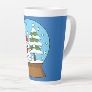Tasse Latte Globe de neige avec Snowman et Pine Tree