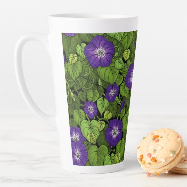 Tasse Latte Gloire du matin en violet et vert (En situation)