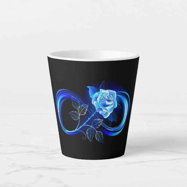 Tasse Latte Glowing infinity with blue rose (Devant)