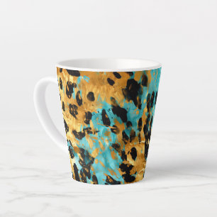 Tasse Latte Gold Aqua Black Leopard Animal