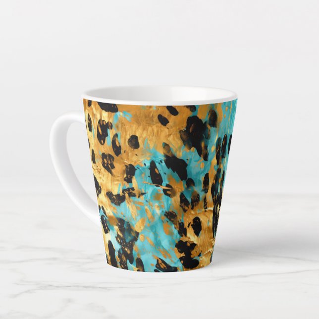 Tasse Latte Gold Aqua Black Leopard Animal (Angle gauche)