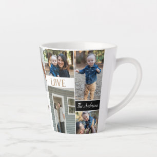 Tasse Latte Gold Calligraphy Family Photo Collage