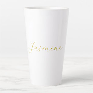 Tasse Latte Gold Color Calligraphy Professional Nom personnali