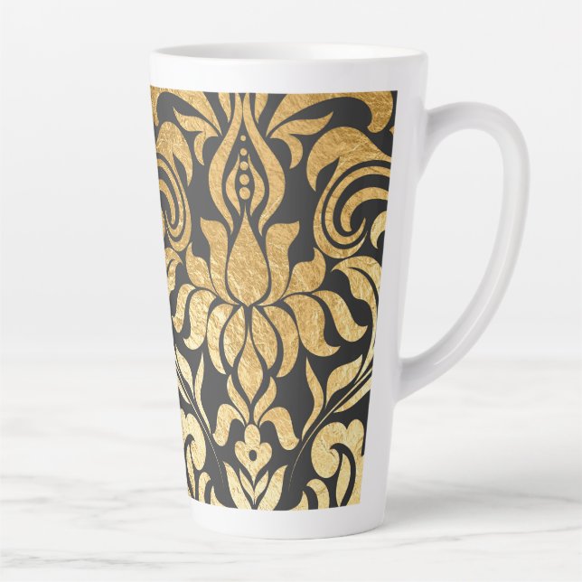 Tasse Latte Gold Damask (matching journal available) (Droite)