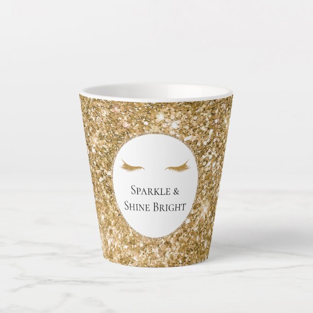 Tasse Latte Gold Eyelashes parties scintillant de glamour girl (Devant)