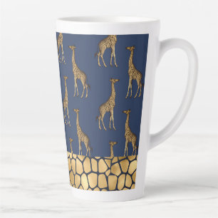 Tasse Latte Gold Giraffe Elégant Marine Bleu Chic élégant