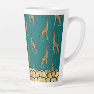 Tasse Latte Gold Giraffe Élégant Turquoise chic élégant