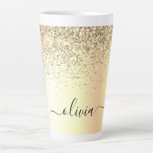 Tasse Latte Gold Parties scintillant Girly Luxe Moderne Monogr