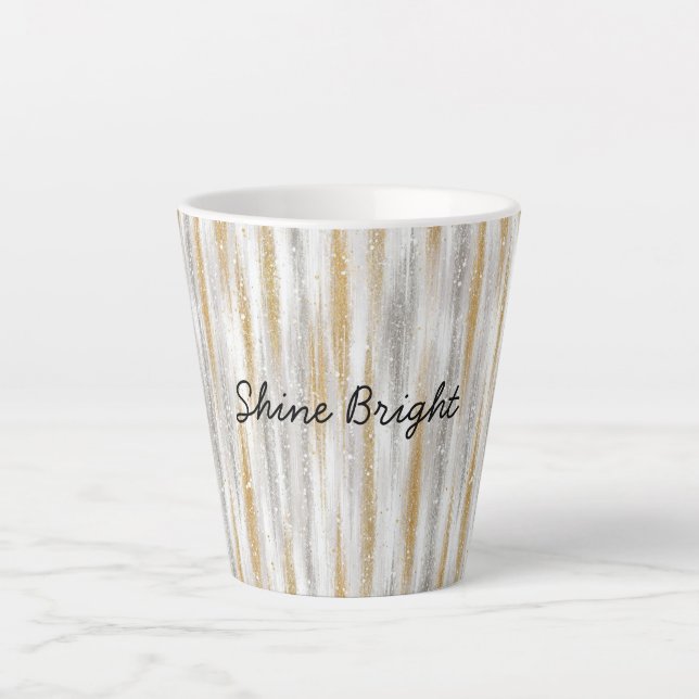 Tasse Latte Gold Silver Stripes Christmas Celebration Birthday (Devant)