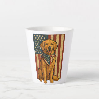Tasse Latte Golden Retriever Drapeau Américain