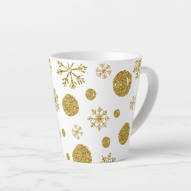 Tasse Latte Golden Snow Flakes 1 (Angle droit)