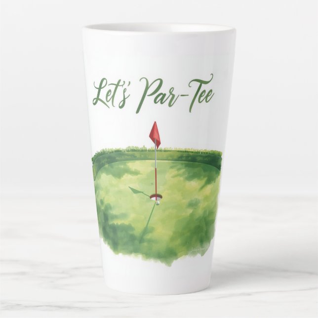 Tasse Latte Golf Faisons un Par avec un drapeau de golf sur fo (Devant)