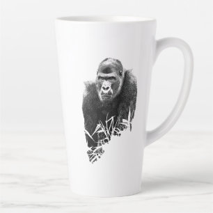 Tasse Latte Gorilla Lope Digital Outline Art