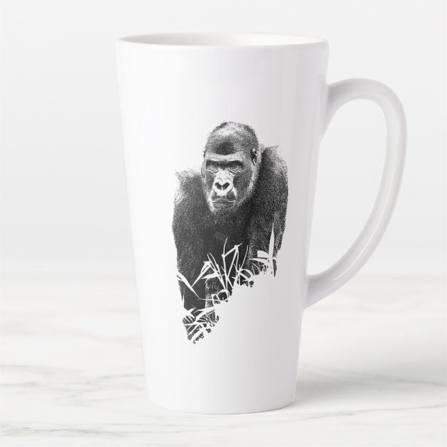Tasse Latte Gorilla Lope Digital Outline Art (Droite)