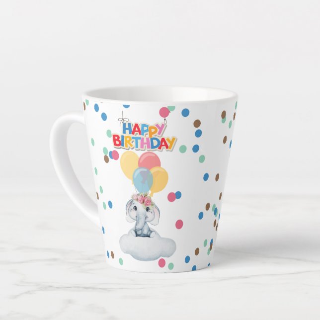 Tasse Latte gosse d'anniversaire heureux (Angle gauche)