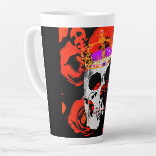 Tasse Latte Gothique Crâne Roses rouges