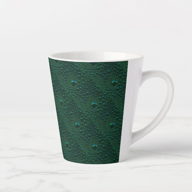 Tasse Latte Gouttes d'eau sur métal vert (Droite)