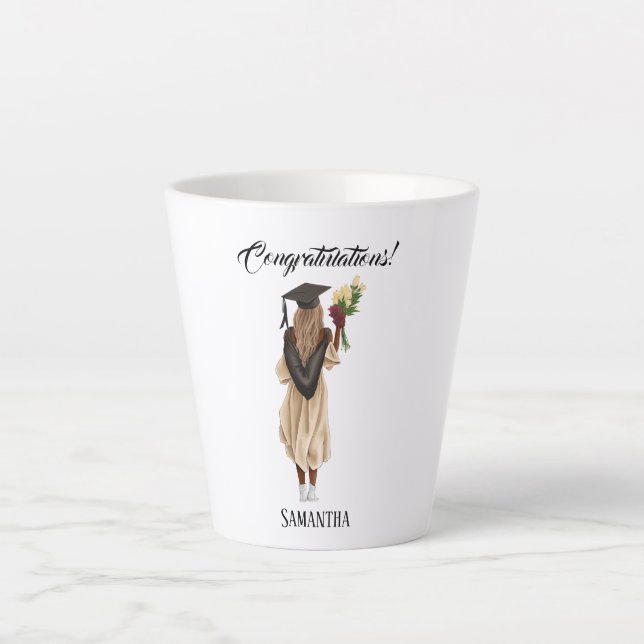 Tasse Latte Graduation de l'aquarelle personnalisée (6) (Devant)