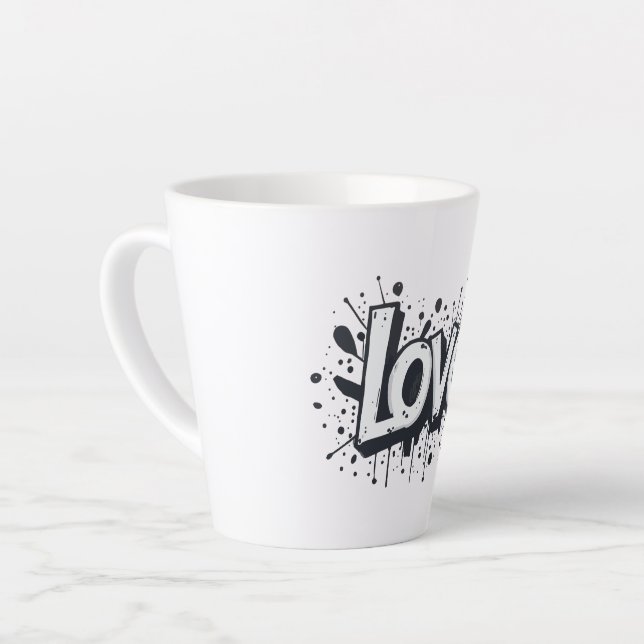 Tasse Latte Graffiti Graffiti Amour monochrome balise (Angle gauche)