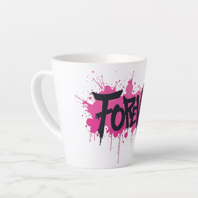 Tasse Latte Graffiti rose "FOREVER" (Angle gauche)